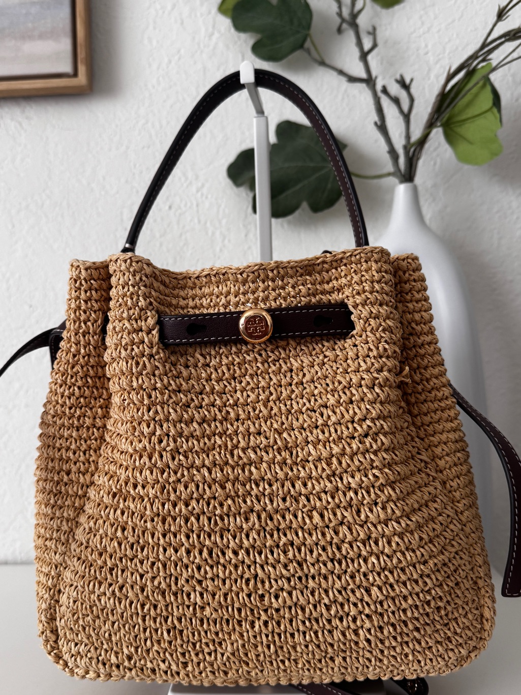 Tory Burch Romy Raffia Straw Bucket Bag